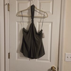 NWT Elegant Olive Green Halter Top Size L